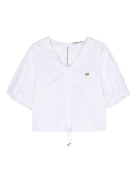  Pinko Kids Half-sleeve Poplin Blouse - White 