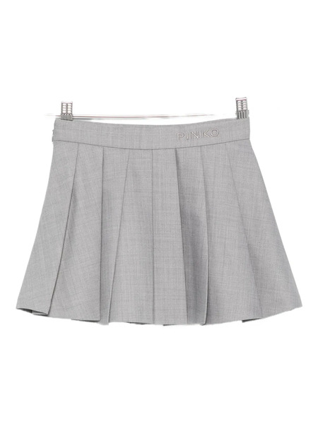  Pinko Kids Logo-embroidered Pleated Skirt - Grey 