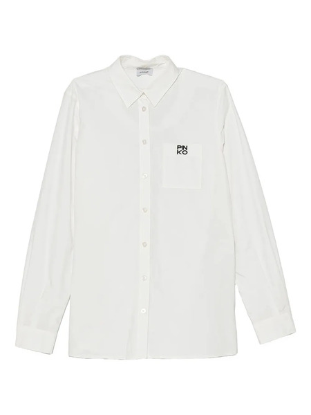  Pinko Kids Logo-embroidered Pocket Shirt - White 