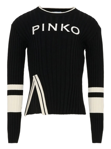  Pinko Kids Logo-embroidered Ribbed Sweater - Black 