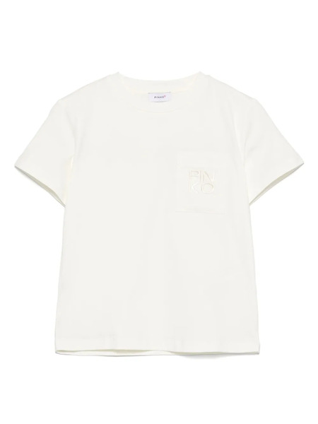  Pinko Kids Logo-embroidered T-shirt - Neutrals 