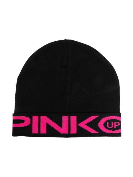  Pinko Kids Logo-jacquard Beanie - Black 