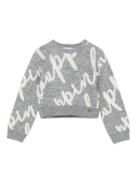  Pinko Kids Logo-jacquard Sweater - Grey 