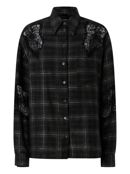 Pinko Lace Check-pattern Shirts - Black 
