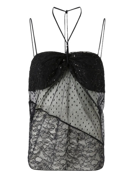 Pinko Lace-paneled Sequin Blouse - Black 