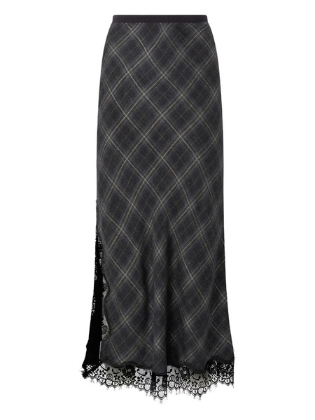  Pinko Lace-trimmed Checked Midi Skirt - Black 