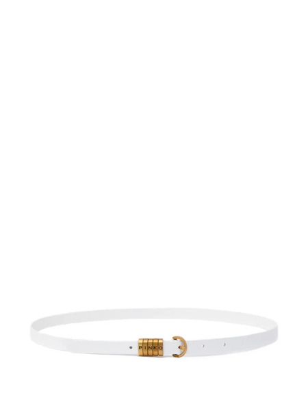  Pinko Logo Antique-gold Leather Belt - White 