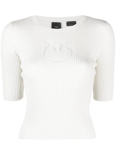  Pinko Logo Intarsia-knit Wool Top - White 