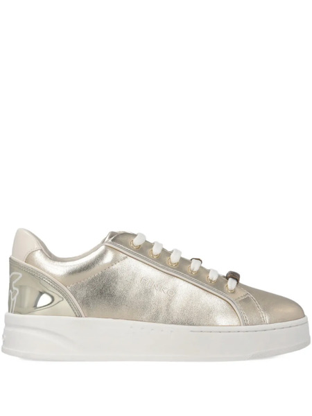  Pinko Logo Lace-up Sneakers - Gold 