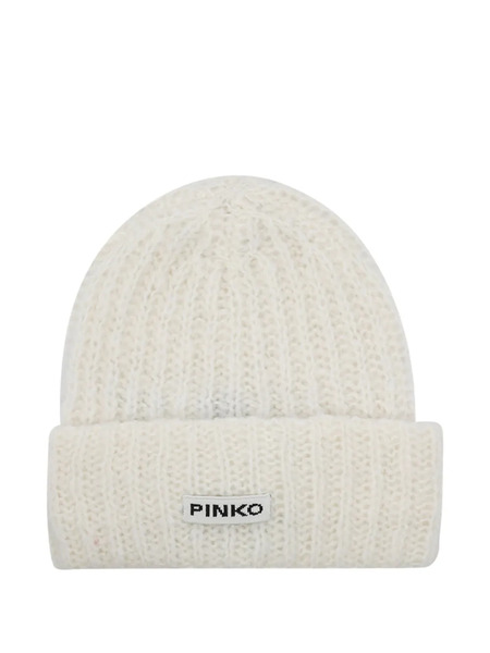  Pinko Logo-patch Beanie Hat - White 