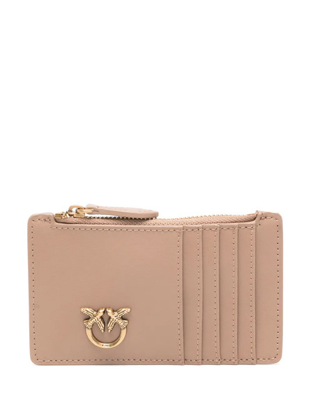  Pinko Love Bird Leather Cardholder - Neutrals 