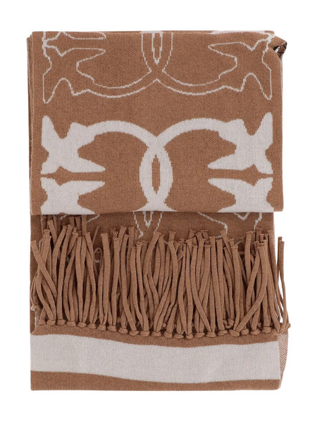  Pinko Love Birds Fringed Scarf - Neutrals 