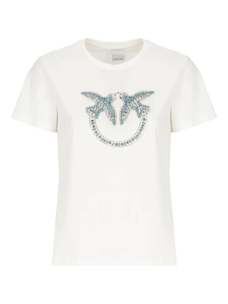  Pinko Love Birds Studded T-shirt - Neutrals 