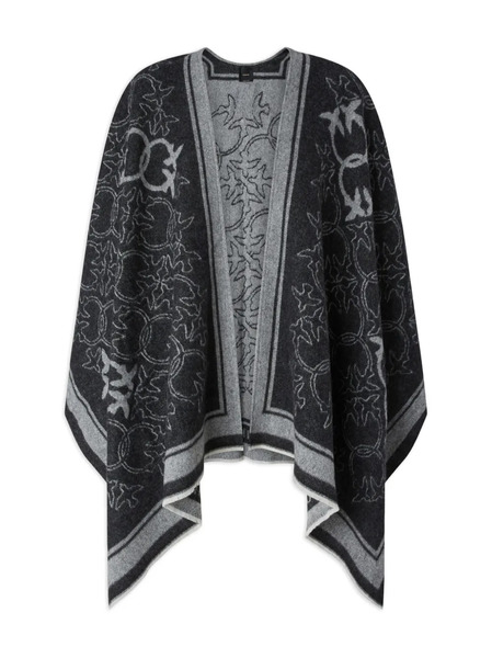  Pinko Love Birds Wool Poncho - Black 