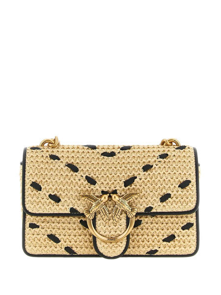  Pinko Love One Light Chevron Raffia Small Crossbody Bag - Neutrals 