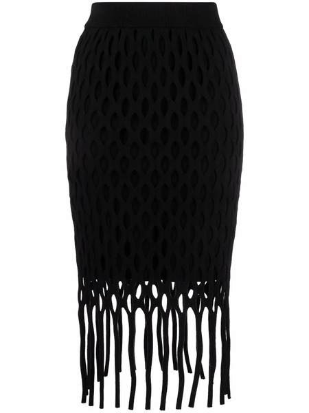  Pinko Macramé Fringed Skirt - Black 