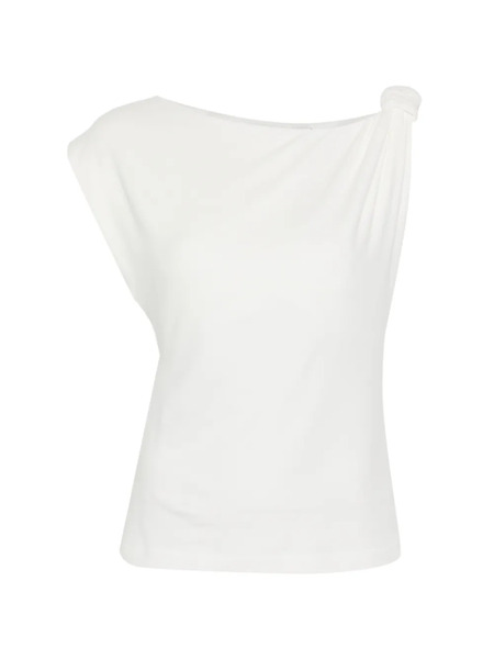  Pinko Marlena Draped Asymmetric-neck Top - White 