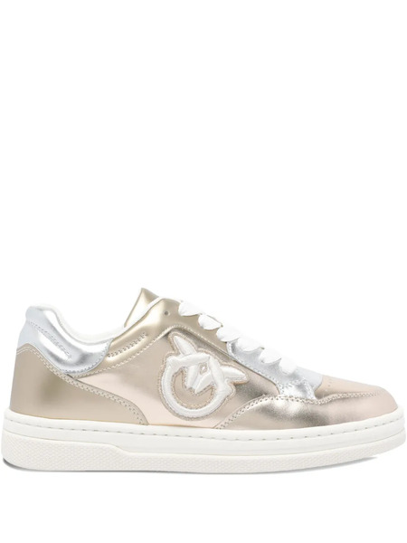  Pinko Metallic Logo-detail Sneakers - Neutrals 