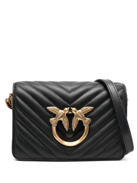  Pinko Mini Chevron-quilted Click Love Bag - Black 