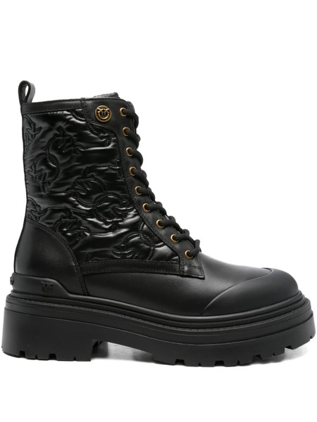  Pinko 50mm Quilted Lace-up Boots - Black 