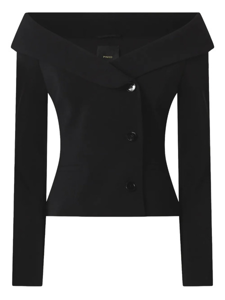  Pinko Off-shoulder Buttoned Jacket - Black 