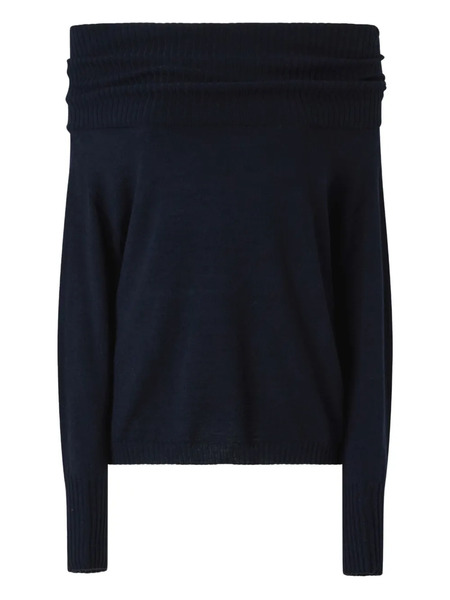  Pinko Off-shoulder Ribbed Jumper - Blue 