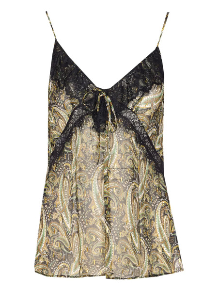  Pinko Paisley Lace-detailed Top - Green 