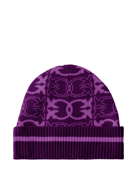 Pinko Patterned Ribbed Beanie - Purple 