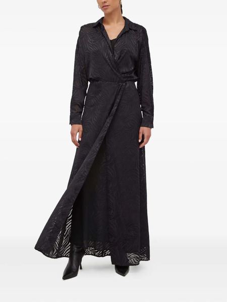  Pinko Patterned Wrap Maxi Dress - Black 