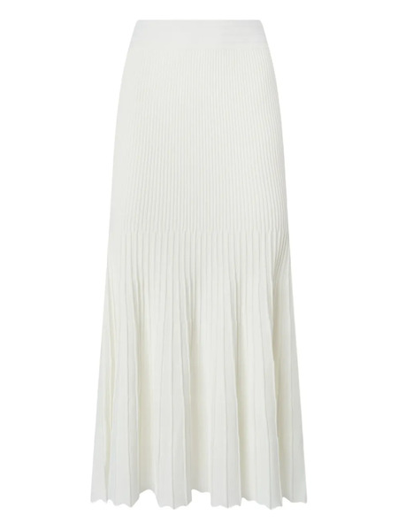 Pinko Pleated Logo Midi Skirt - White 