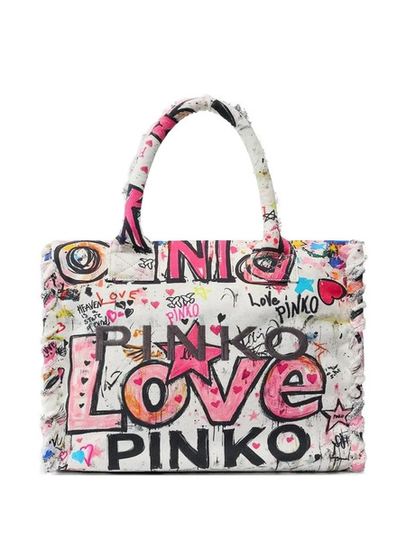  Pinko Printed Shoulder Bag - White 