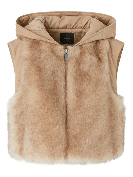  Pinko Quilted-panel Faux-fur Gilet - Neutrals 