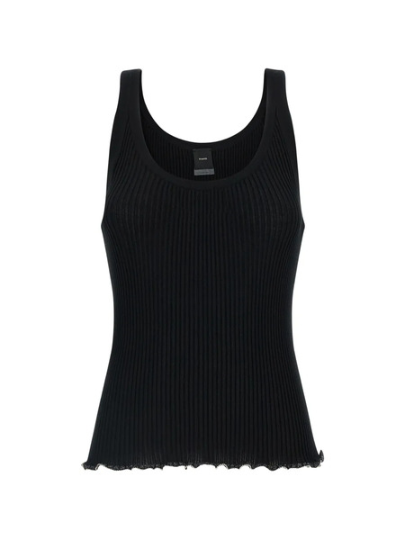  Pinko Ribbed Beaded Top - Black 
