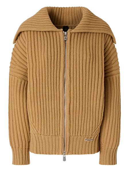  Pinko Ribbed Zip-up Cardigan - Neutrals 