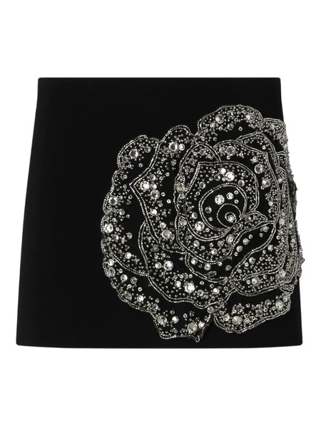  Pinko Rose-embellished Mini Skirt - Black 