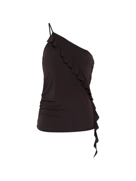  Pinko Ruffled One-shoulder Top - Brown 