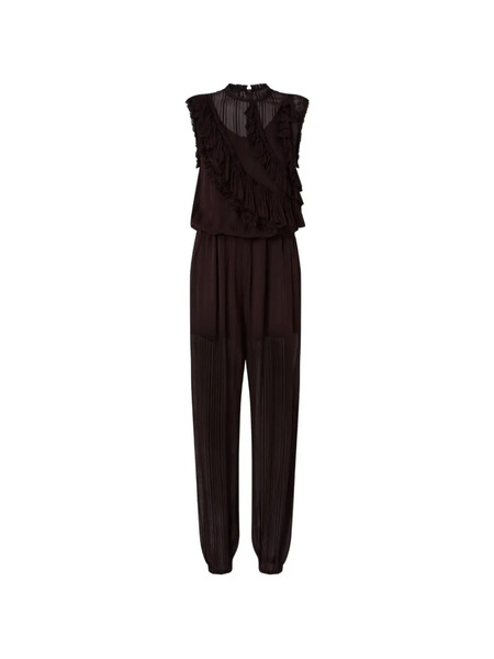 Pinko Ruffled Pleated Jumpsuit - Brown 