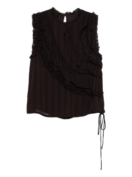  Pinko Ruffled Sleeveless Top - Brown 