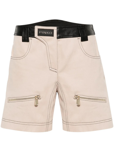  Pinko Scilla Panelled-leather Shorts - Neutrals 