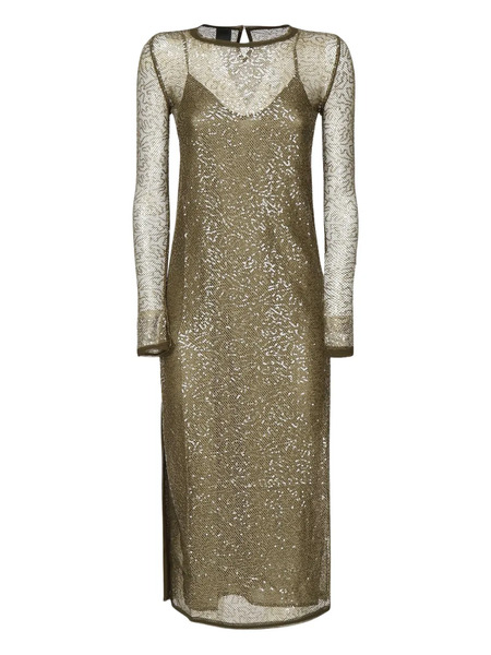  Pinko Sequin-embellished Mesh Midi Dress - Green 