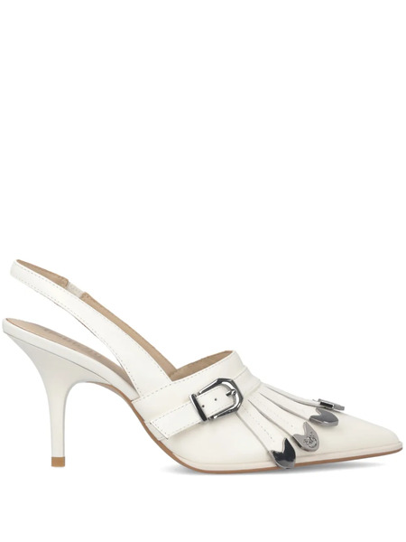  Pinko Slingback Fringed-detail Pumps - White 