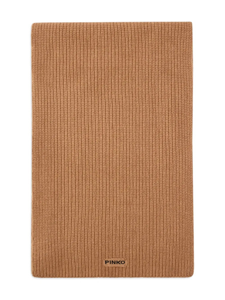  Pinko Slovenia Ribbed Label Scarf - Brown 
