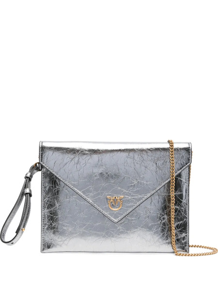  Pinko Small Metallic-leather Flap Clutch - Grey 