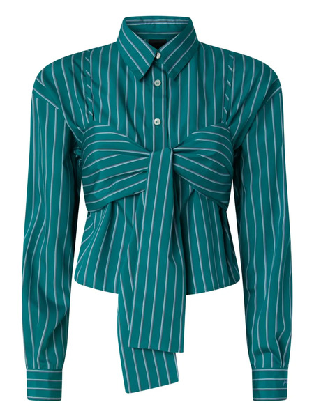  Pinko Striped-pattern Tie-front Shirt - Green 