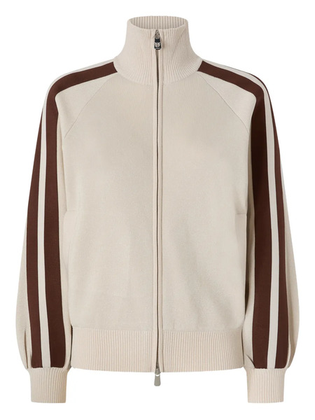  Pinko Striped-sleeve Zip-up Sweatshirt - Neutrals 