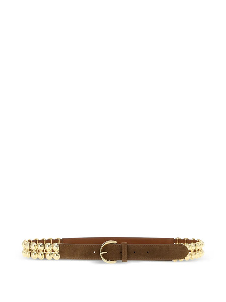  Pinko Studded Buckle Leather Belt - Brown 