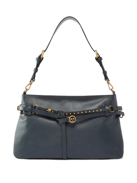  Pinko Studded Leather Shoulder Bag - Grey 