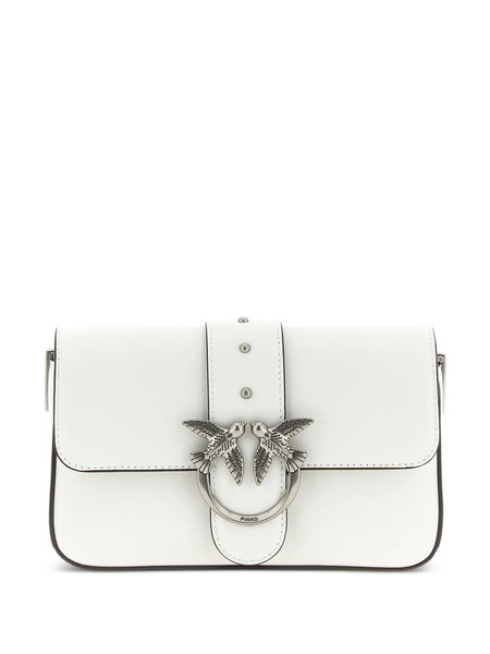  Pinko Studs Buckle Leather Shoulder Bag - White 