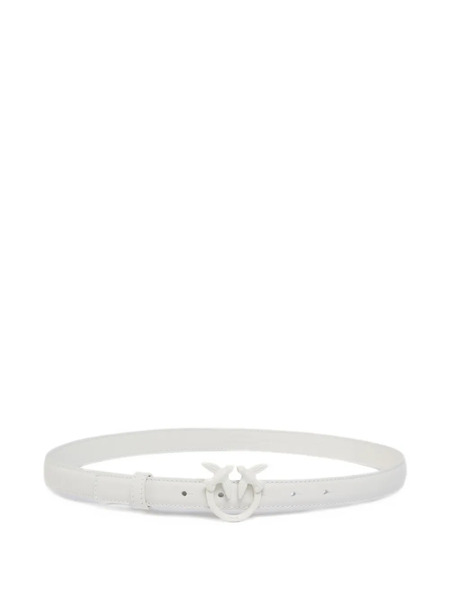  Pinko Thin Colour-block Love Birds Leather Belt - White 