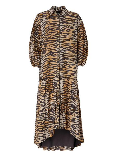  Pinko Tiger-print Midi Dress - Neutrals 